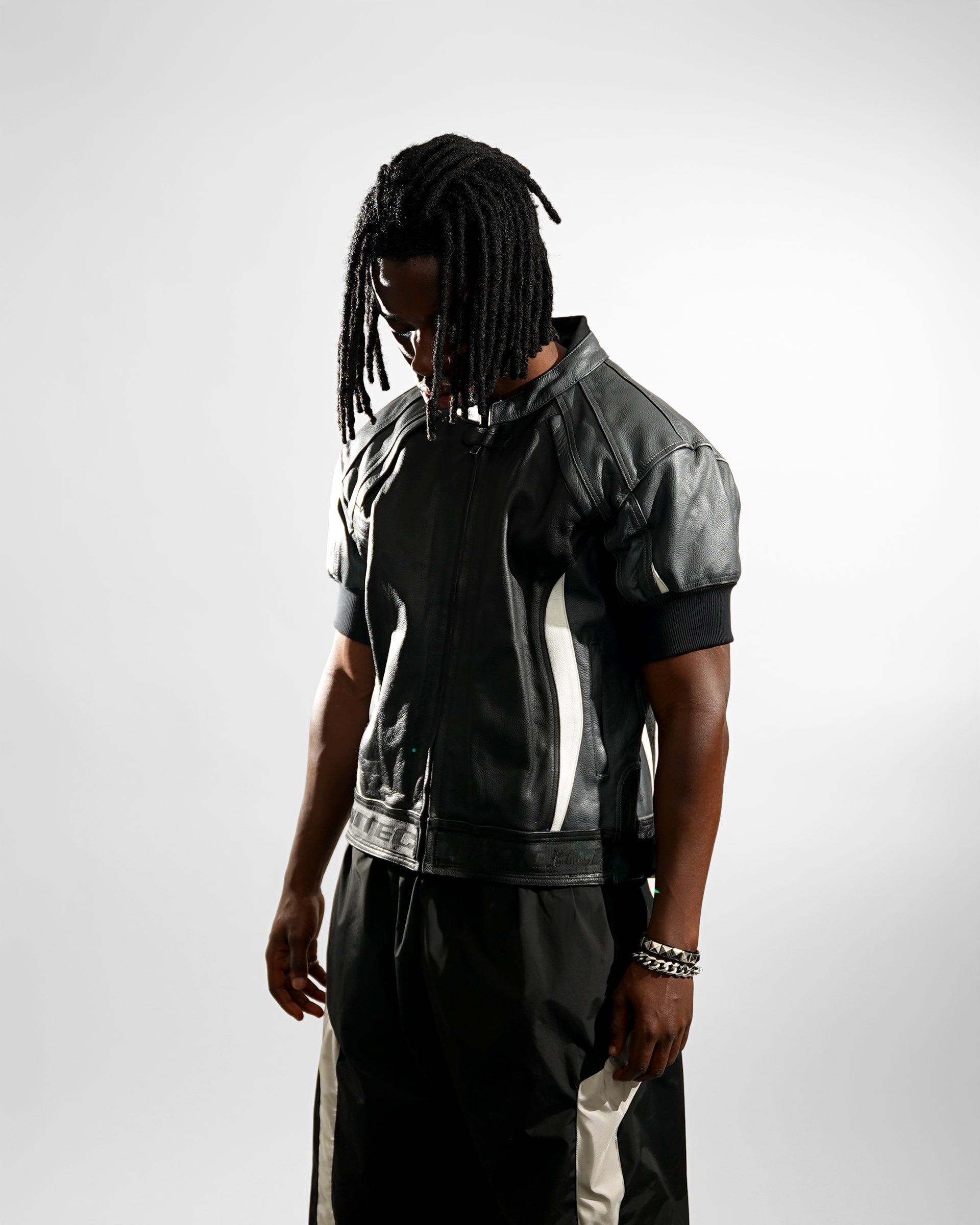 OVERDRIVE SHORT SLEEVE LEATHER MOTO JACKET